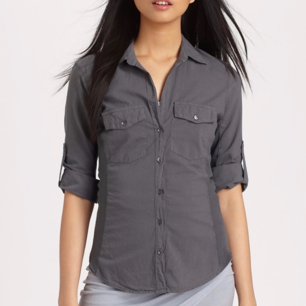 James Perse Gray Button Down Shirt